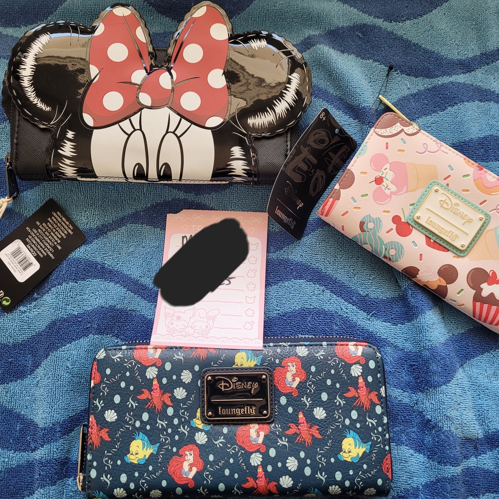 Loungefly Disney Kids Wallet Set - Black, Pink, Blue